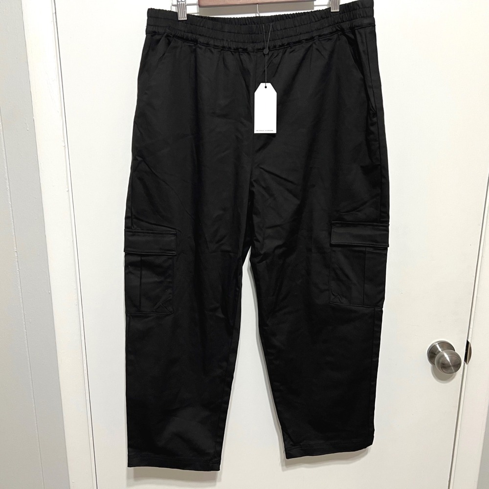 Universal Standard Pull On Cargo Pants Size S Black Elastic Waist Utility NWT